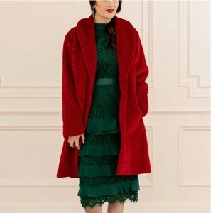 Rachel Parcell Red Teddy Jacket